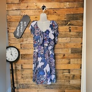 Maurices Women's Light Purple Floral Ruffle A-Line Dress Size Large